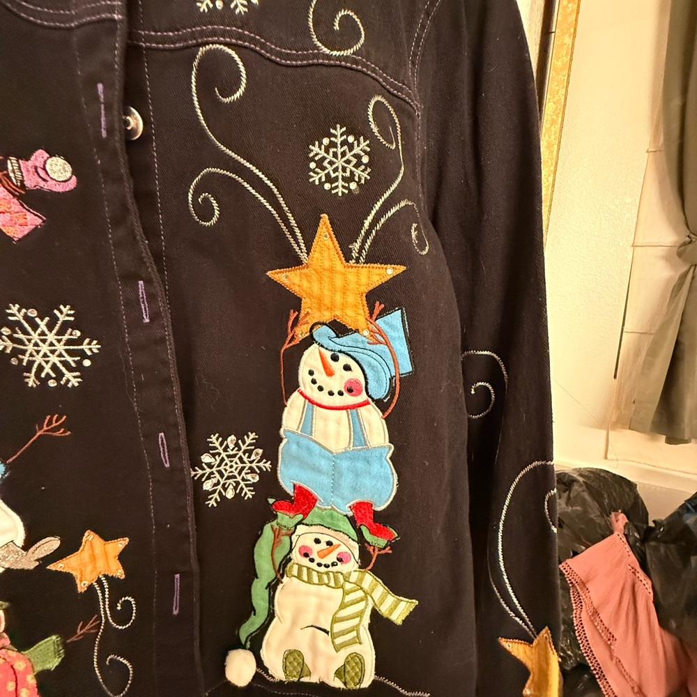 So fun Holiday Jean Jacket